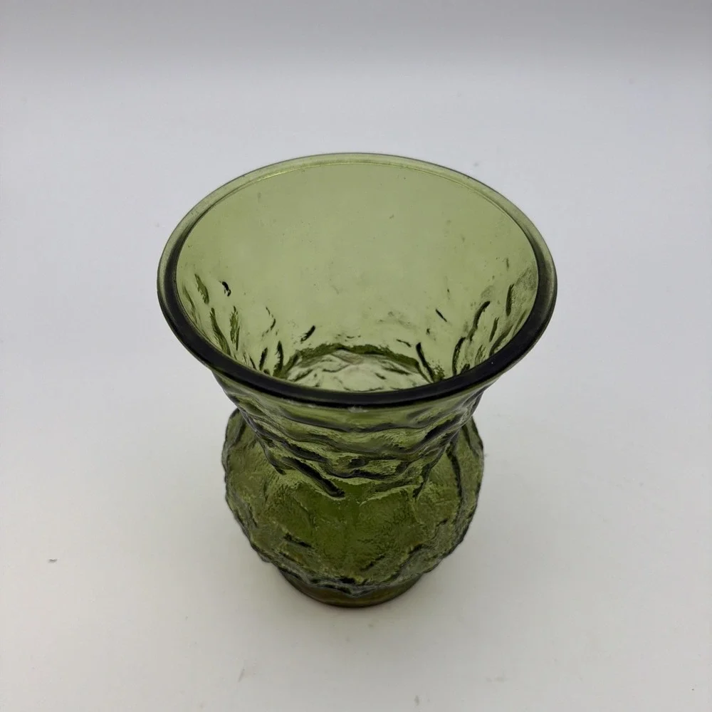 Vintage E.‎ O. Brody Co. Emerald Green Crinkle Glass Vase 8